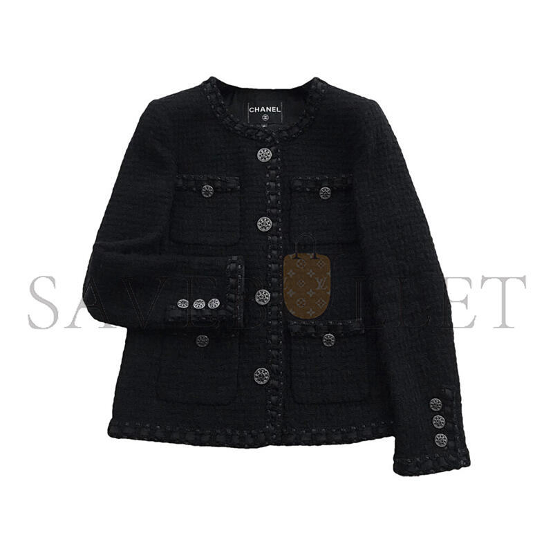 CHANEL BLACK FANTASY TWEED WOOL JACKET 